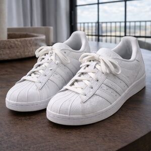 White Adidas Quilted Superstar Sneakers (Size 7.5)